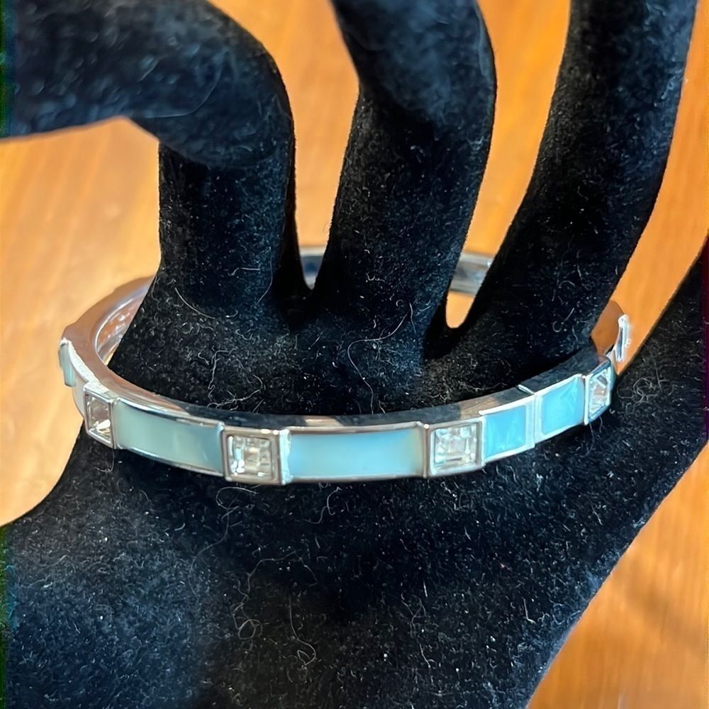Bundle Sale 3 for $15 | Baby Blue Enamel |  Rhinestone Hinge Bracelet